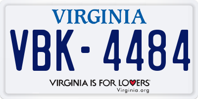 VA license plate VBK4484