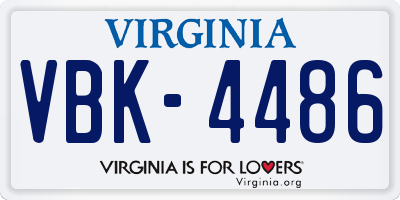 VA license plate VBK4486