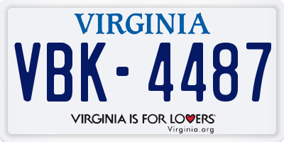 VA license plate VBK4487