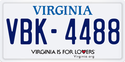 VA license plate VBK4488