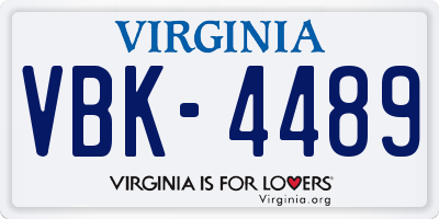 VA license plate VBK4489