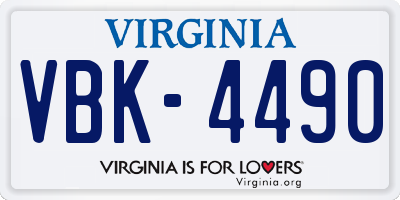 VA license plate VBK4490