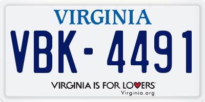 VA license plate VBK4491