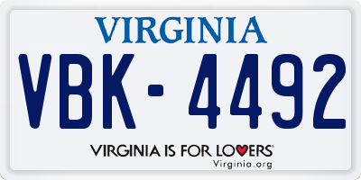 VA license plate VBK4492