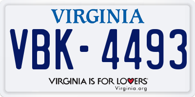 VA license plate VBK4493