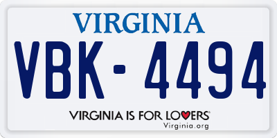 VA license plate VBK4494
