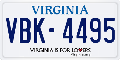 VA license plate VBK4495