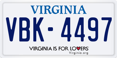 VA license plate VBK4497