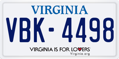 VA license plate VBK4498