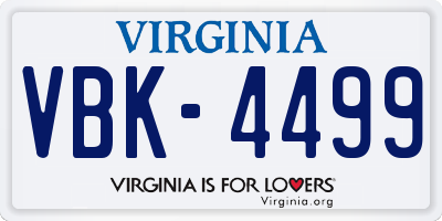 VA license plate VBK4499