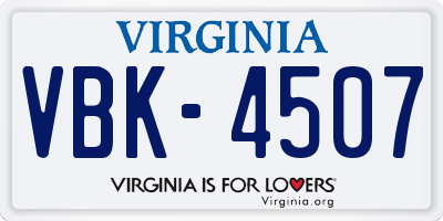 VA license plate VBK4507