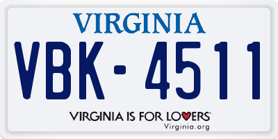 VA license plate VBK4511