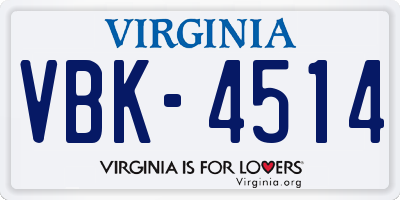 VA license plate VBK4514