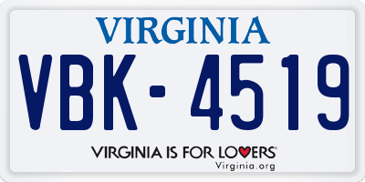 VA license plate VBK4519