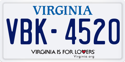VA license plate VBK4520