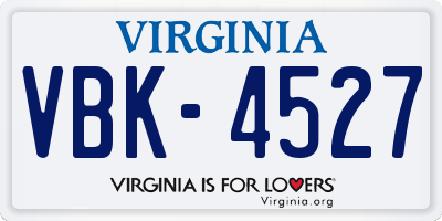 VA license plate VBK4527