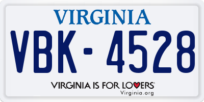 VA license plate VBK4528