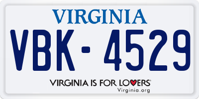 VA license plate VBK4529