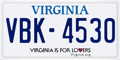 VA license plate VBK4530