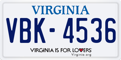 VA license plate VBK4536