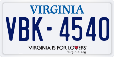 VA license plate VBK4540