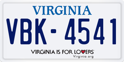 VA license plate VBK4541