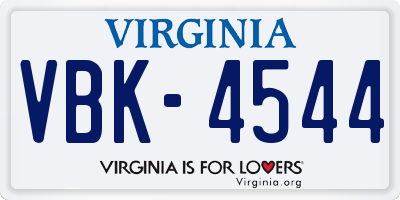 VA license plate VBK4544
