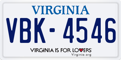 VA license plate VBK4546