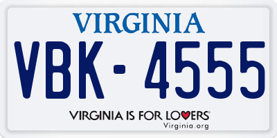 VA license plate VBK4555