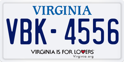 VA license plate VBK4556