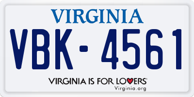 VA license plate VBK4561