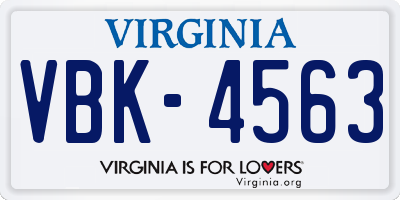 VA license plate VBK4563