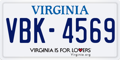 VA license plate VBK4569