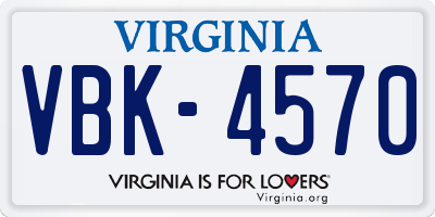 VA license plate VBK4570
