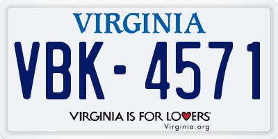 VA license plate VBK4571