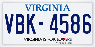 VA license plate VBK4586