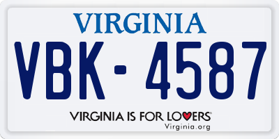 VA license plate VBK4587