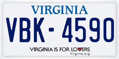 VA license plate VBK4590