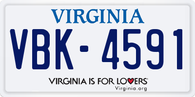VA license plate VBK4591