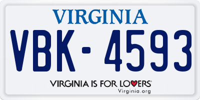 VA license plate VBK4593