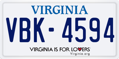 VA license plate VBK4594