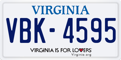 VA license plate VBK4595