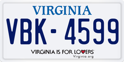 VA license plate VBK4599