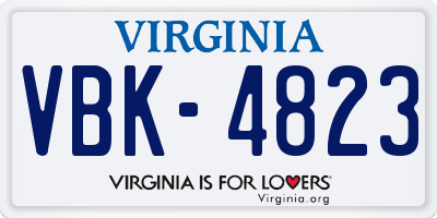 VA license plate VBK4823