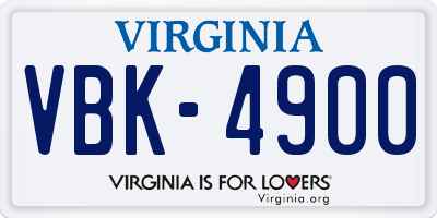 VA license plate VBK4900