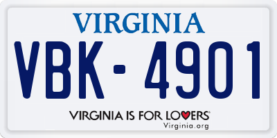 VA license plate VBK4901