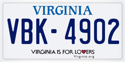 VA license plate VBK4902