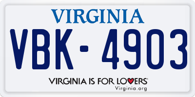 VA license plate VBK4903
