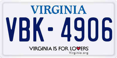 VA license plate VBK4906