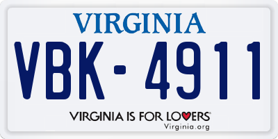 VA license plate VBK4911
